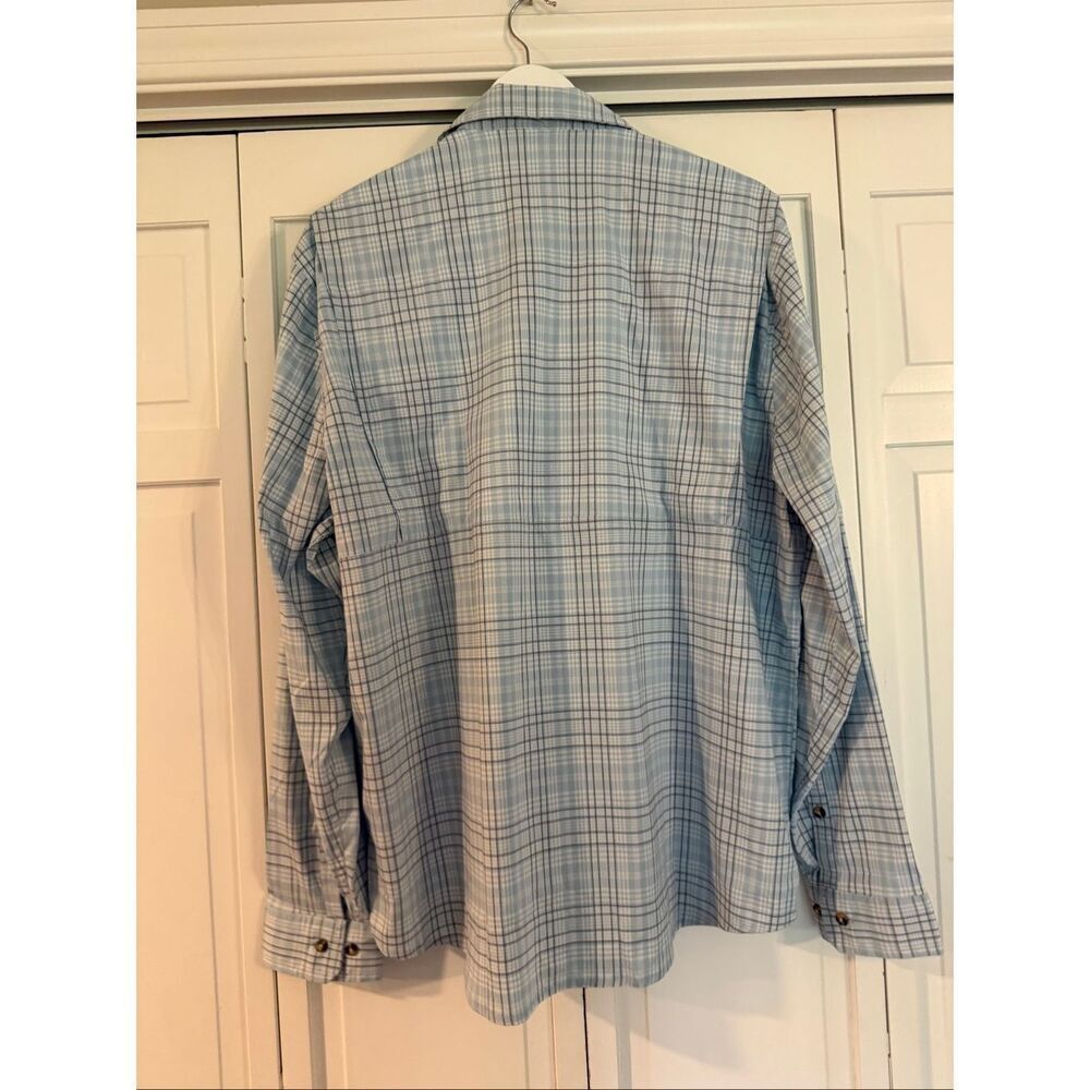 L.L. Bean NWT tropicwear blue plaid button down UPF 50 size large - Picture 8 of 11